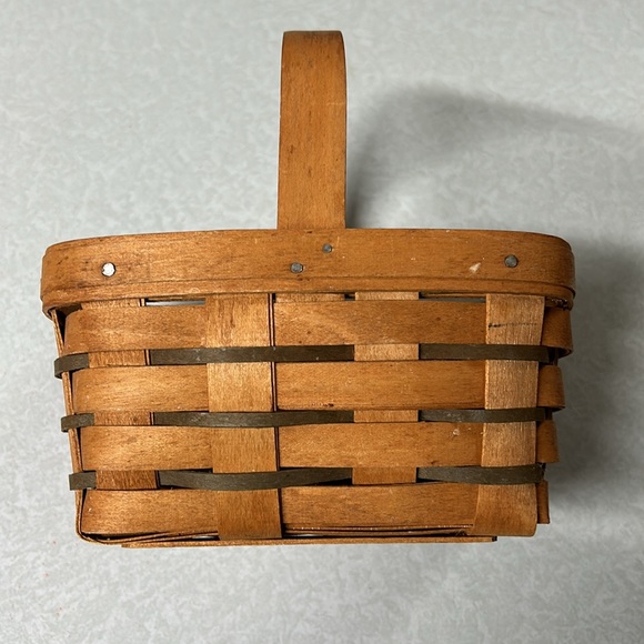 VTG Longaberger Small Market Basket with Green Weave - Picture 2 of 12